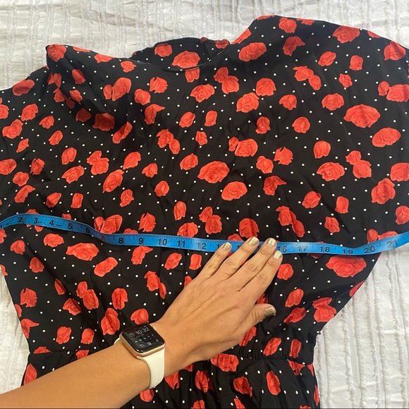 Vintage ANN TAYLOR BLACK POLKA DOT FLORAL DRESS - Picture 2 of 12